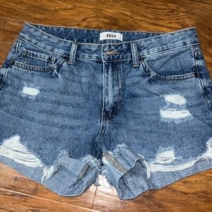 Just Black Distressed Jean Shorts - Blue